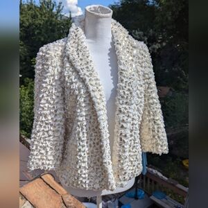 Jessica Simpson 3/4 Sleeve Faux Fur and Gold Crop Jacket